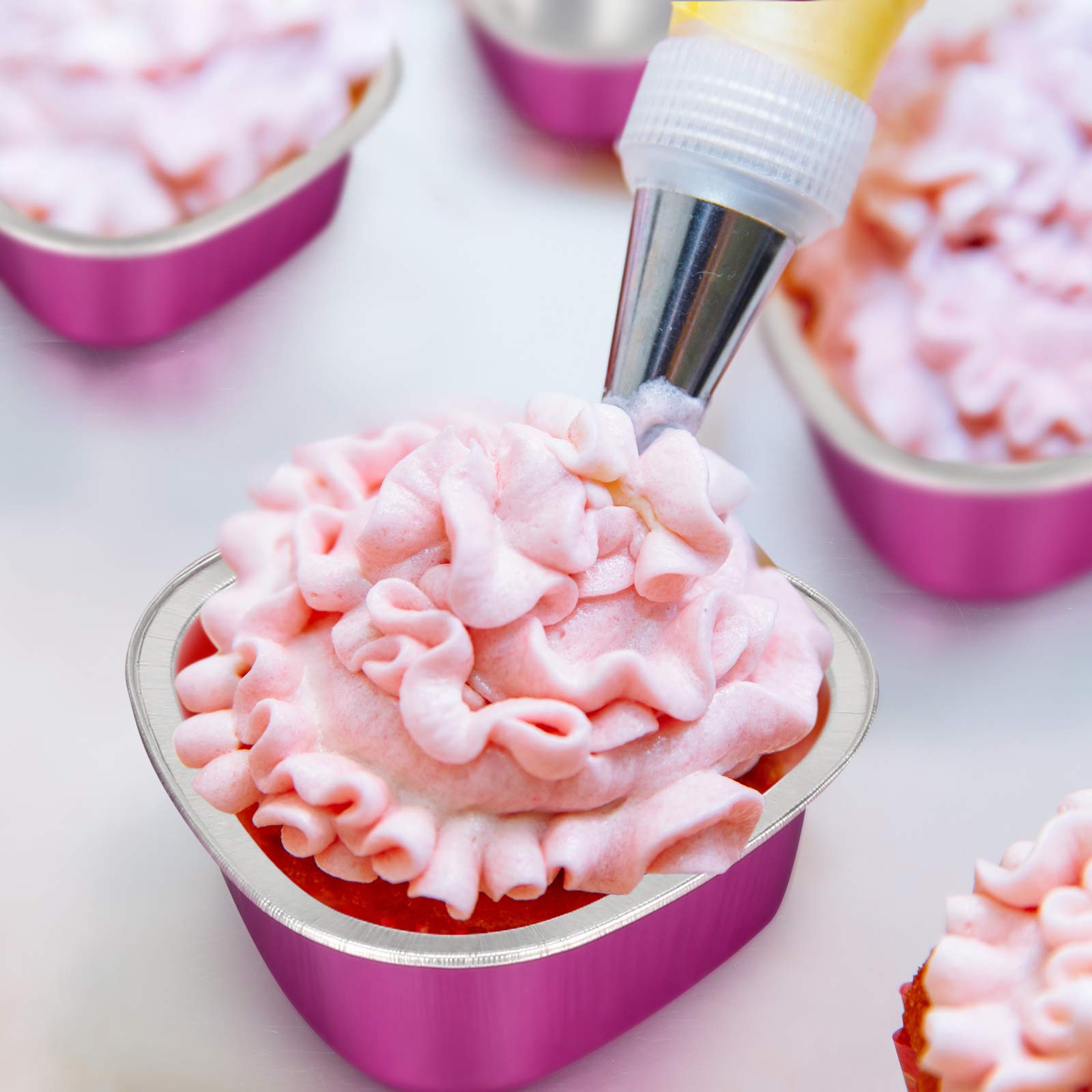 80 juegos de moldes para pasteles en forma de corazón con tapas, mini sartén de papel de aluminio de 1.9 fl oz/1.86 onzas líquidas/1.86 onzas líquidas, para el día de San Valentín, tazas 4