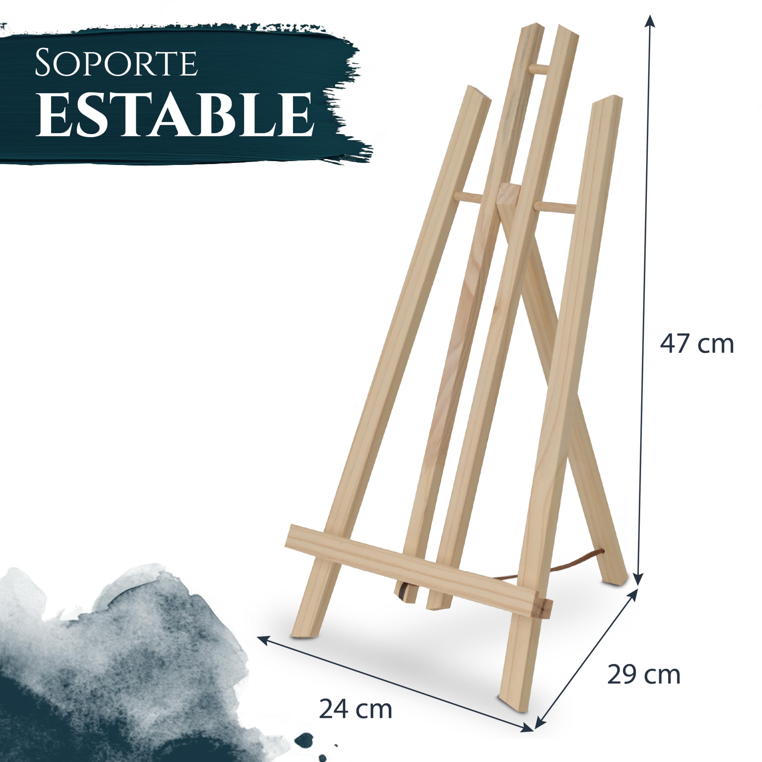 Artina Set de 5 Caballete de mesa pintura de pino macizo Ideal casa niños | para pintar para presentaciones adecuado para atril lienzos madera London