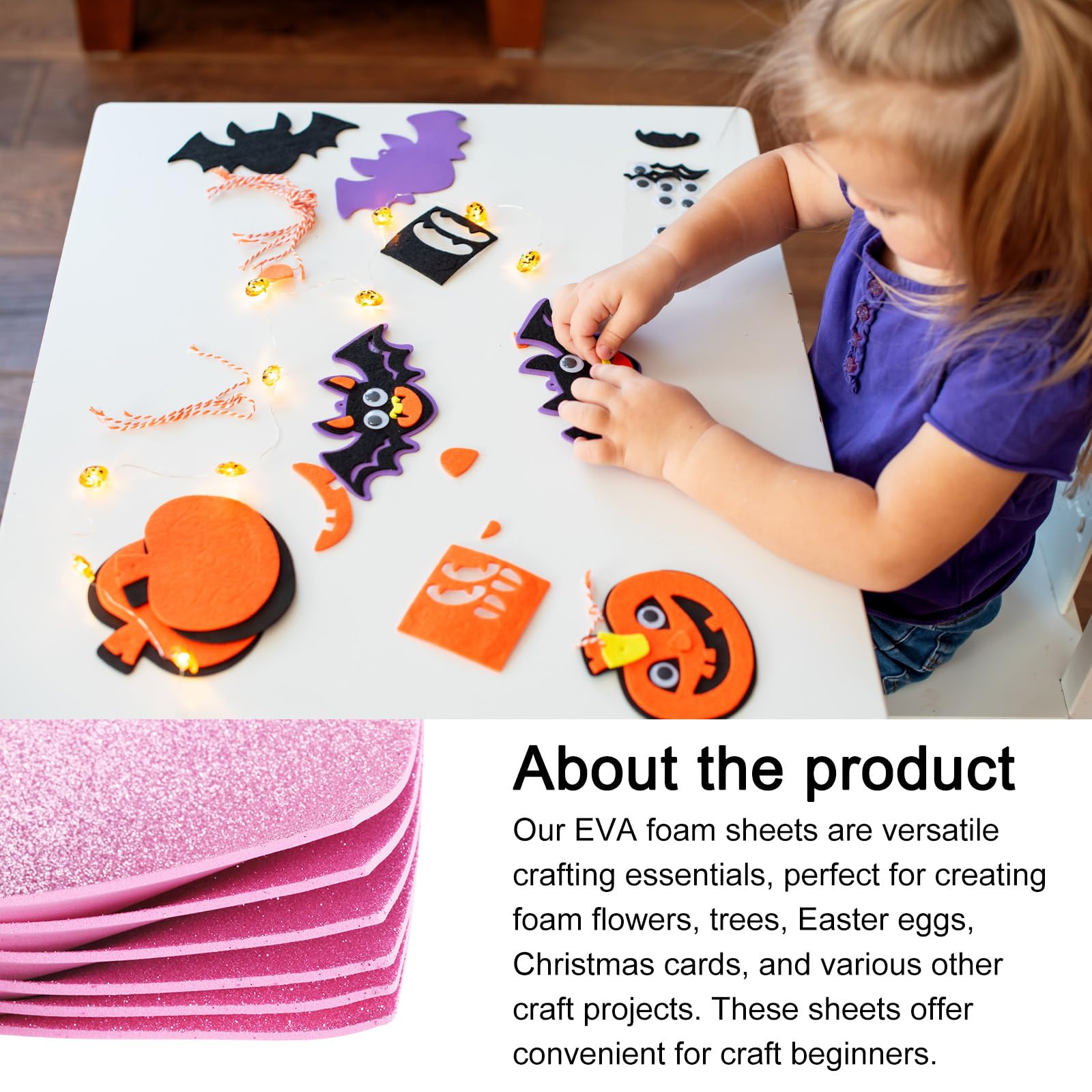 Rebower 5Pcs Foam Sheets Crafts Glitter Foam Arts Paper 12 x 8 x 1/16 Inch [for Crafts Project Scrapbooking, DIY - Image 3