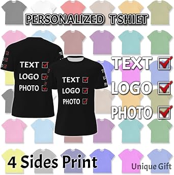 Custom T Shirts for Man Add Your Own Text Logo Photo Unisex Customized T Shirts Design Personalized Shirt Tee
