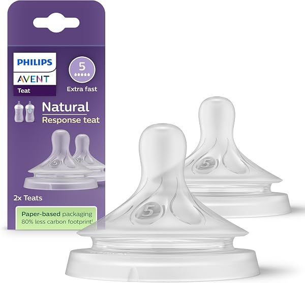 Philips Avent Natural Response Bottle Teat - 2 x Baby Bottle Flow 5 Teats for Babies Aged 6+ Months, BPA Free (Model SCY965/02) - 1
