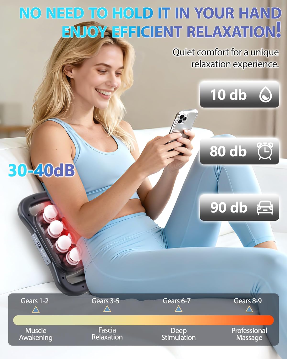 16-Head Massage Gun, Deep Tissue Percussion Massager with 9 Modes & 9 Intensities, 2600mAh Battery Back Bassager for Pain Relief Deep Tissue for Muscle Pain Relief in Back, Legs, Shoulders - Image 2