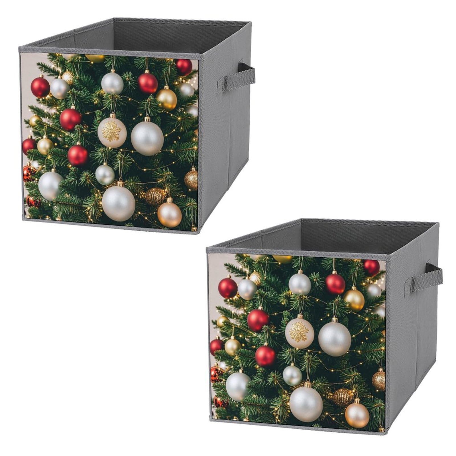 Organiseur pour sapin de Noël et boules colorées bacs de rangement ouverts maison