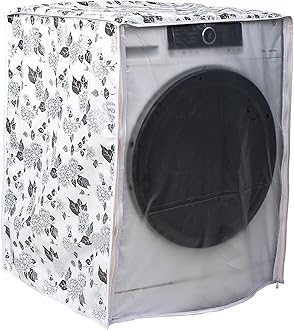 Classic® Front Load Washing Machine Cover Suitable for LG 6.5 Kg & 8 Kg (63cmsX63cmsX81cms, Half White & Grey)