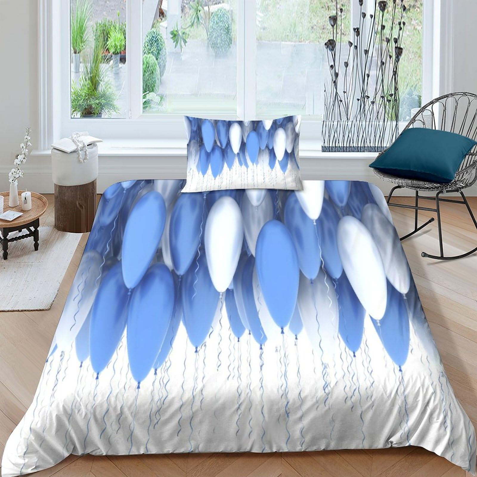 Ensemble de literie bleu et blanc pour transformer votre chambre en cocon