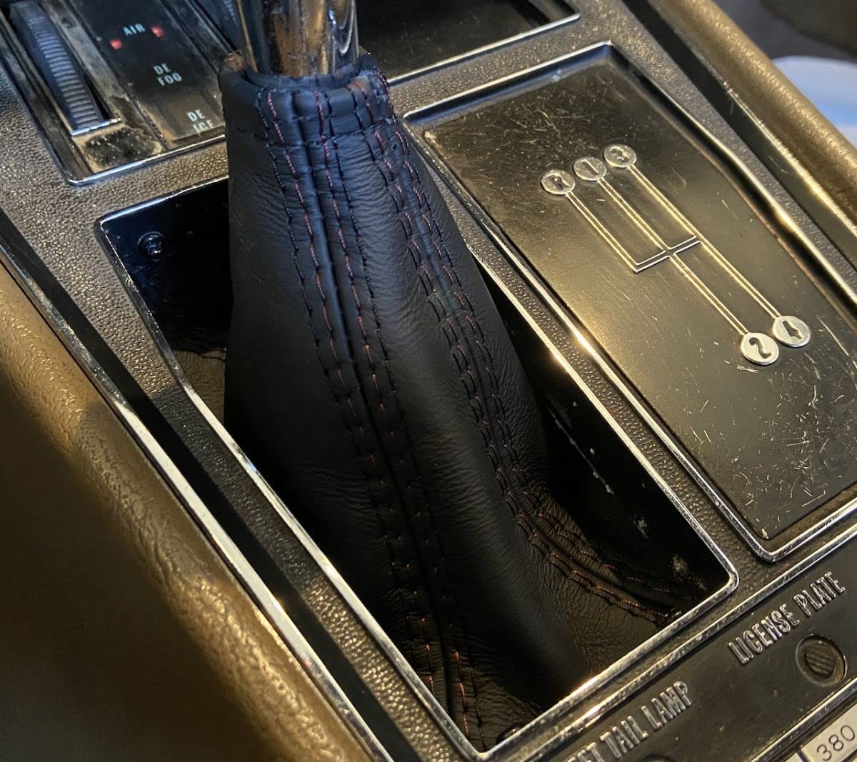 RedlineGoods Shift Boot Compatible with Chevrolet Corvette C3 1977-82. Tailor Made - not Universal. Genuine top-Grade Italian Black Suede (Alcantara) with Red Thread