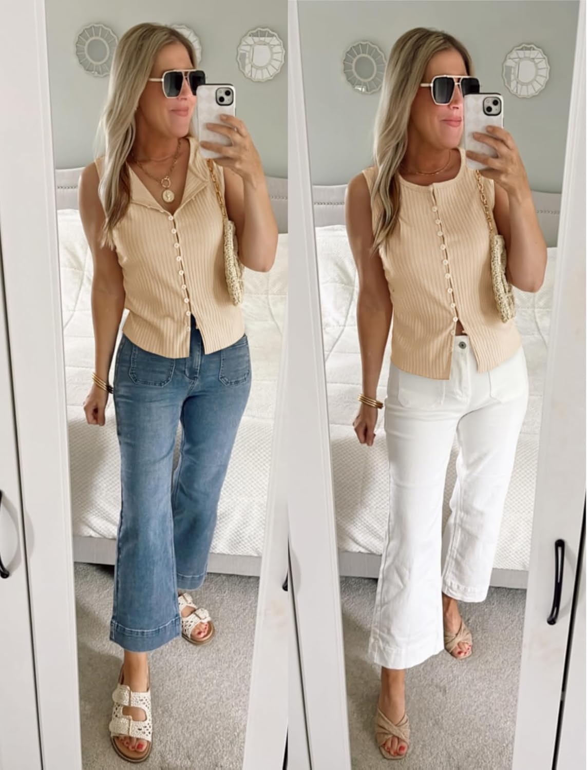 Tankaneo Womens Going Out Tops Summer Cute Ribbed Tank Crop Button Up Vest Top Y2K Sexy Outfits - Image 5