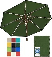 Vista 28 de EliteShade USA - Sombrilla solar de 9 pies / 2.74 metros, de 3 niveles, con 10 años sin decoloración, 80 luces LED para patio, mesa al aire libre