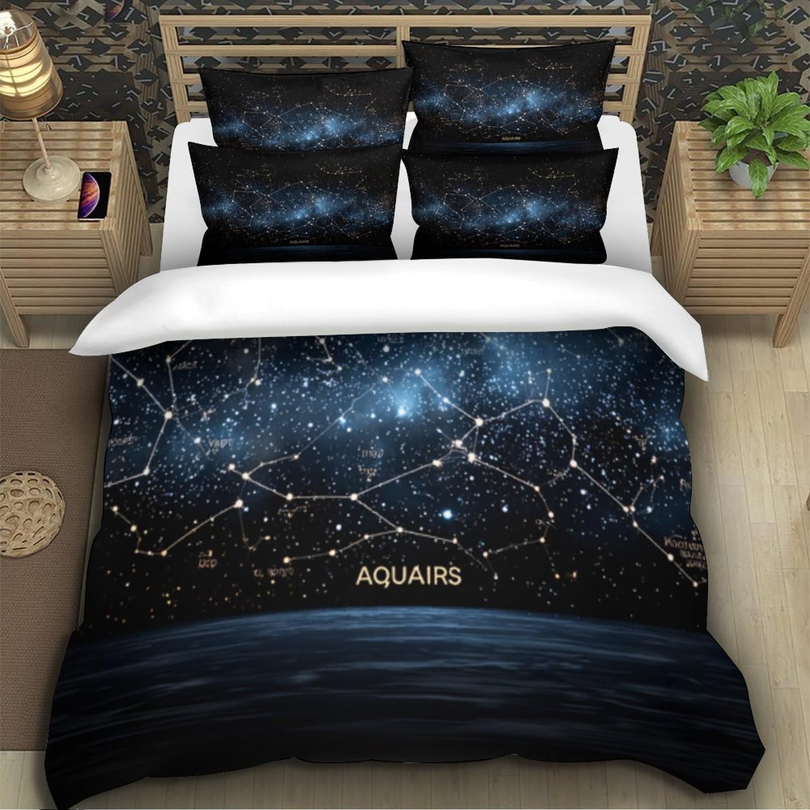 Fantasia Galassia 3D Stampata Copripiumino Microfibra Decorazione Camera Set Biancheria Zodiacale Adulto Morbido Traspirante Regalo Super king（260x220cm）