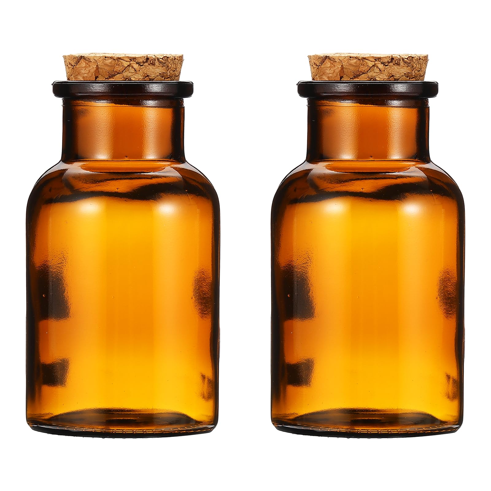 Flacon réactif en verre 125ml PATIKIL avec bouchon en bois pour labo et chimie - Lot de 2