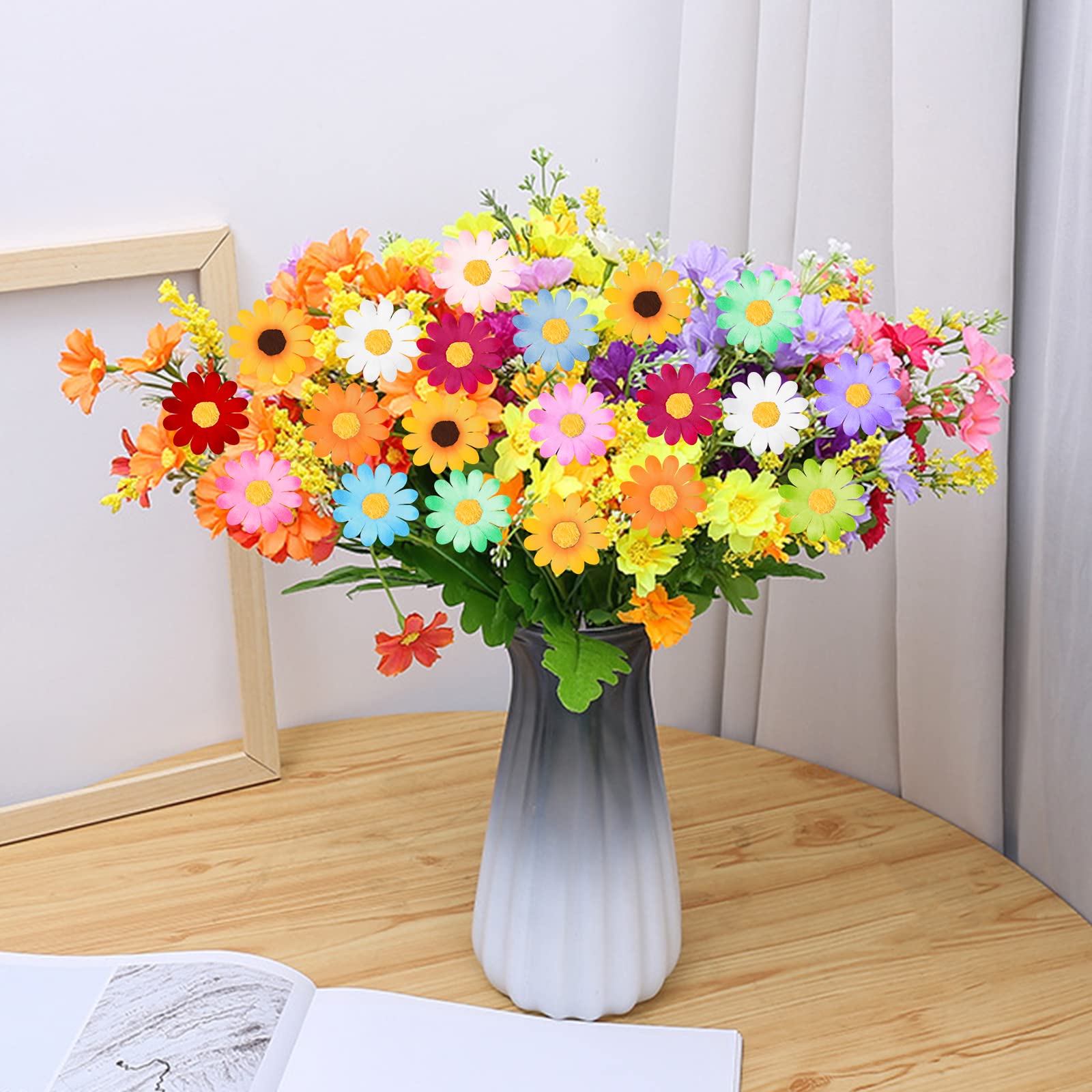 120 Fiori Di Seta Artificiali Margherita Multicolore 4 Cm, Per Decorazioni Fai Da Te, Matrimoni E Festività