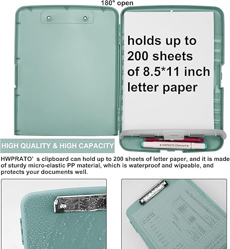 Miniatura 4 de HWPRATO Tableros de clip de 8.5 x 11 pulgadas con almacenamiento para portapapeles de enfermería con soporte para bolígrafos, portapapeles de