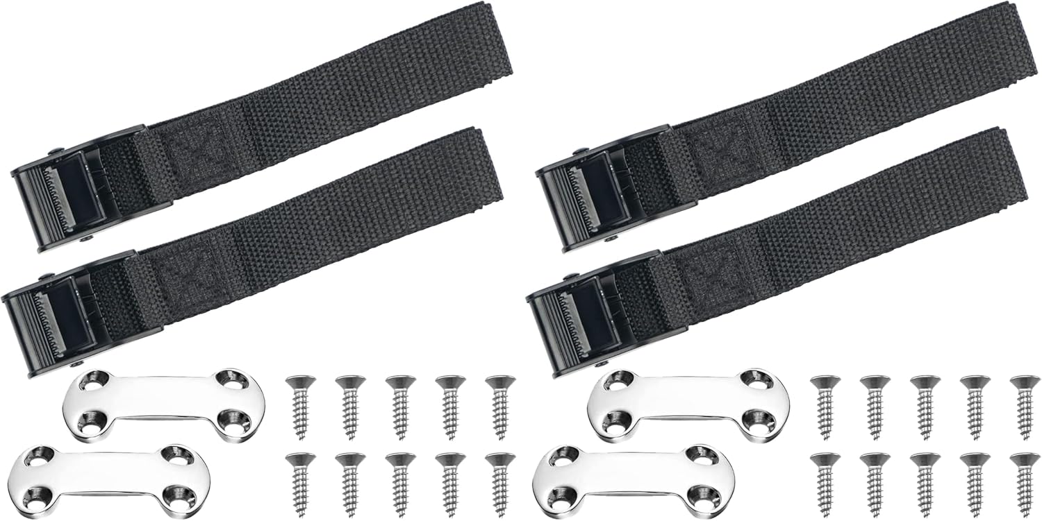 Cooler Tie Down Kit, Fixed Straps for YETI and for RTIC Coolers to Boat, Deck, Truck Bed, Prevent Sliding (Pack of 2)