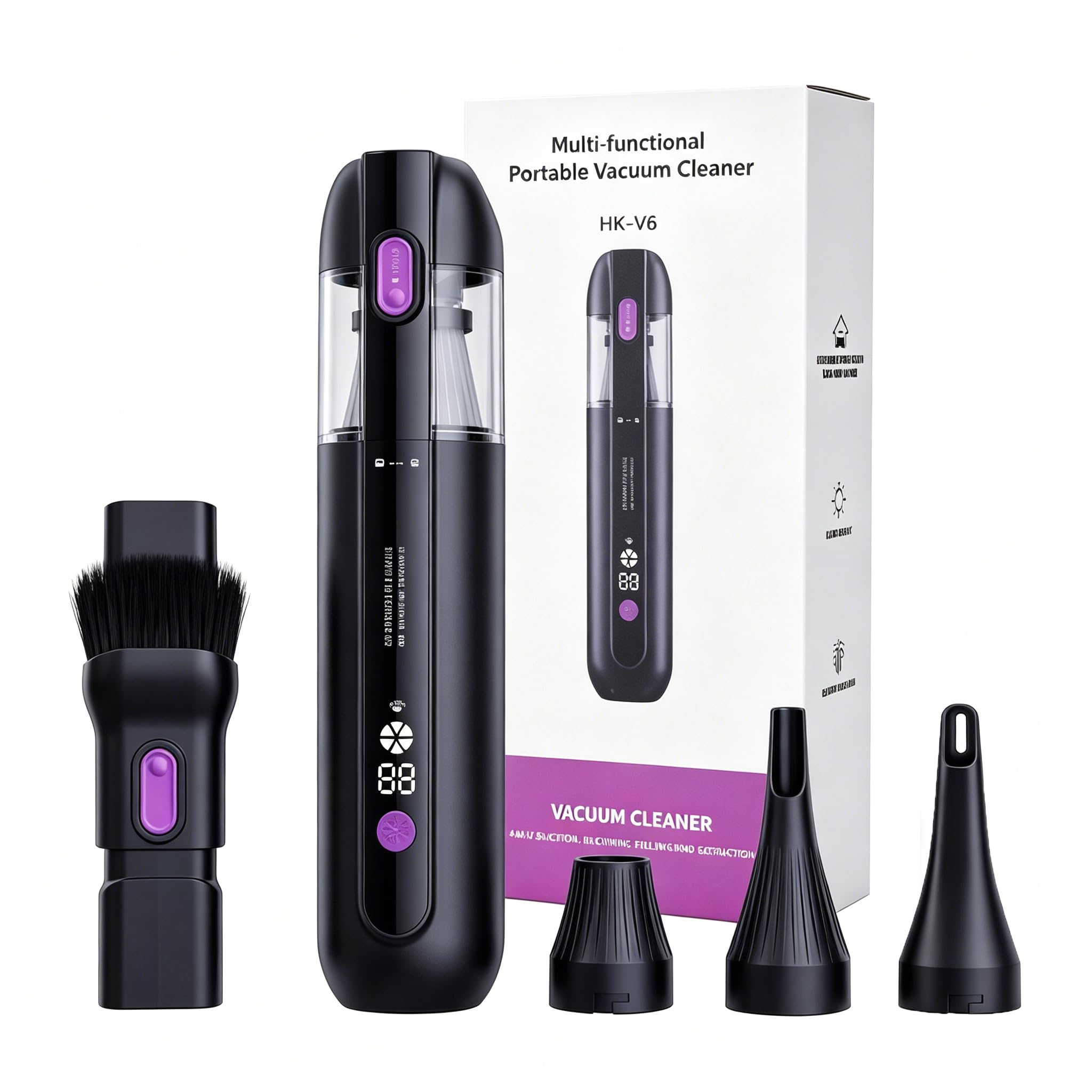 View 1 of *** MISSING PARTS ***
Handheld Car Vacuum Cleaner 15000Pa Cordless Mini Vacuum 3-in-1 Dust Buster with Blower & Inflator, 40000RPM Brushless Motor, LED Display, USB Rechargeable for Pet Hair, Home, Office