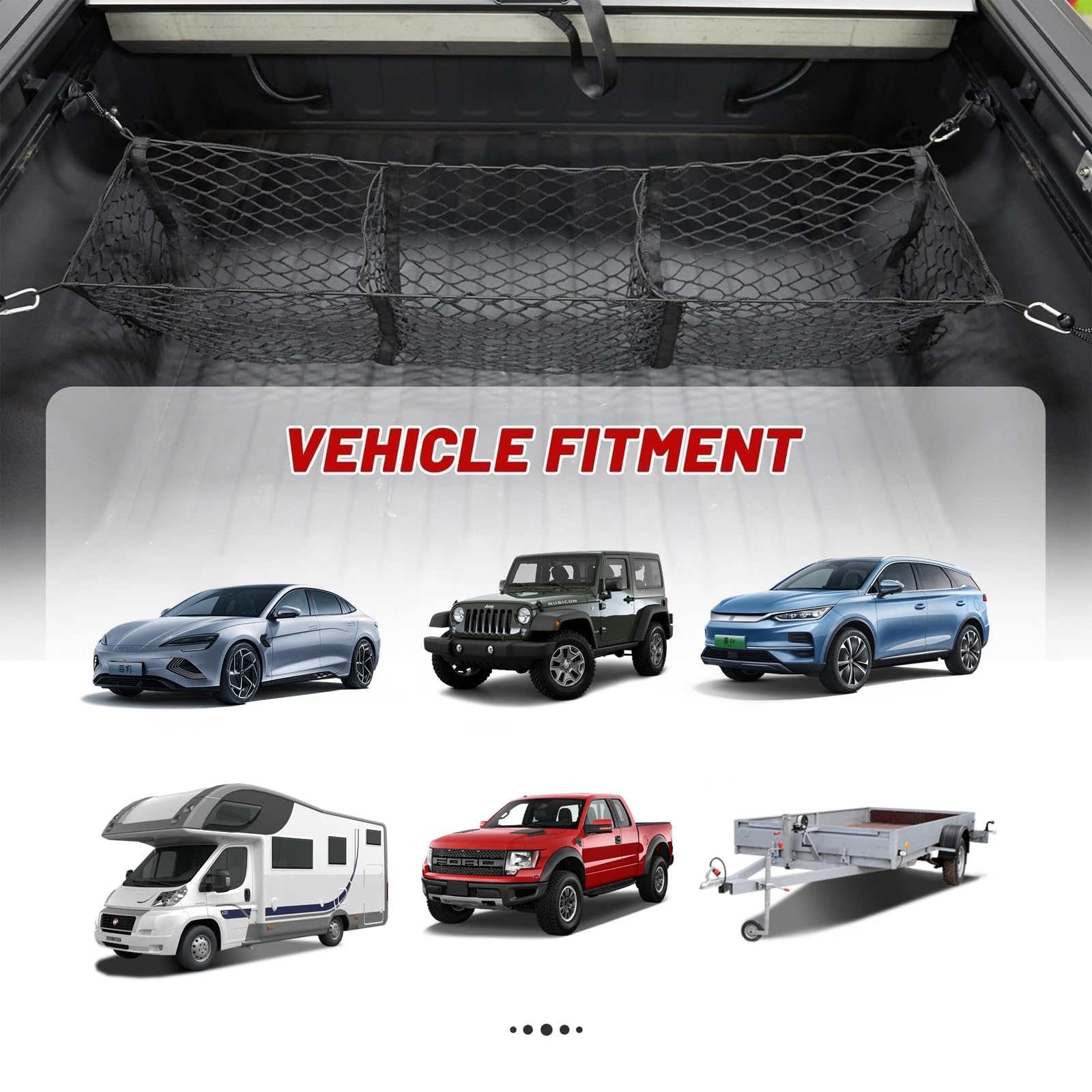 Rete per Bagagliaio di Camioncino per Chevrolet Silverado 1500, Rete Portaoggetti Auto, Rete Portabagagli per Auto Altamente Elastica, per Rimorchi Pick-Up SUV,B 150 * 50cm