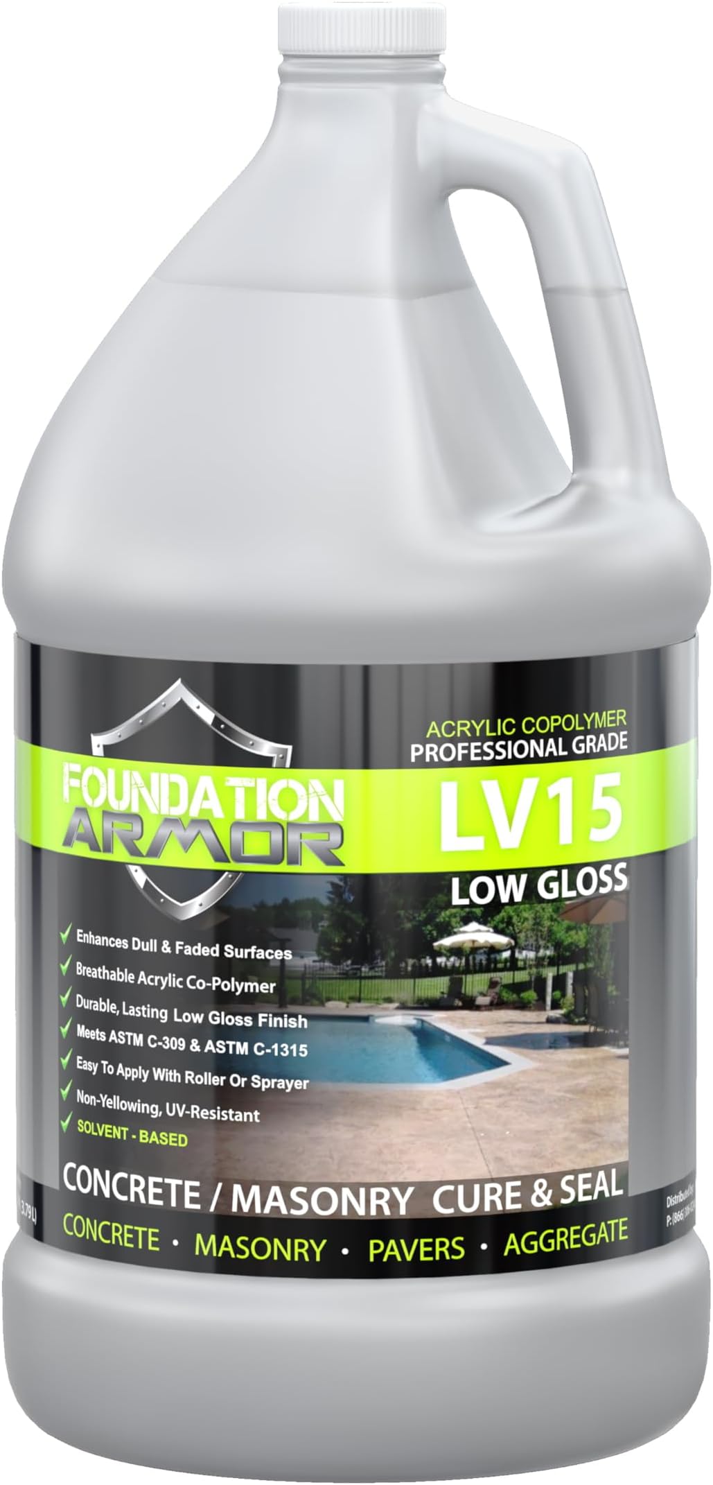 Armor LV15 Low Gloss Solvent Based Acrylic Concrete Curing Sealer (LV15-1 Gallon)