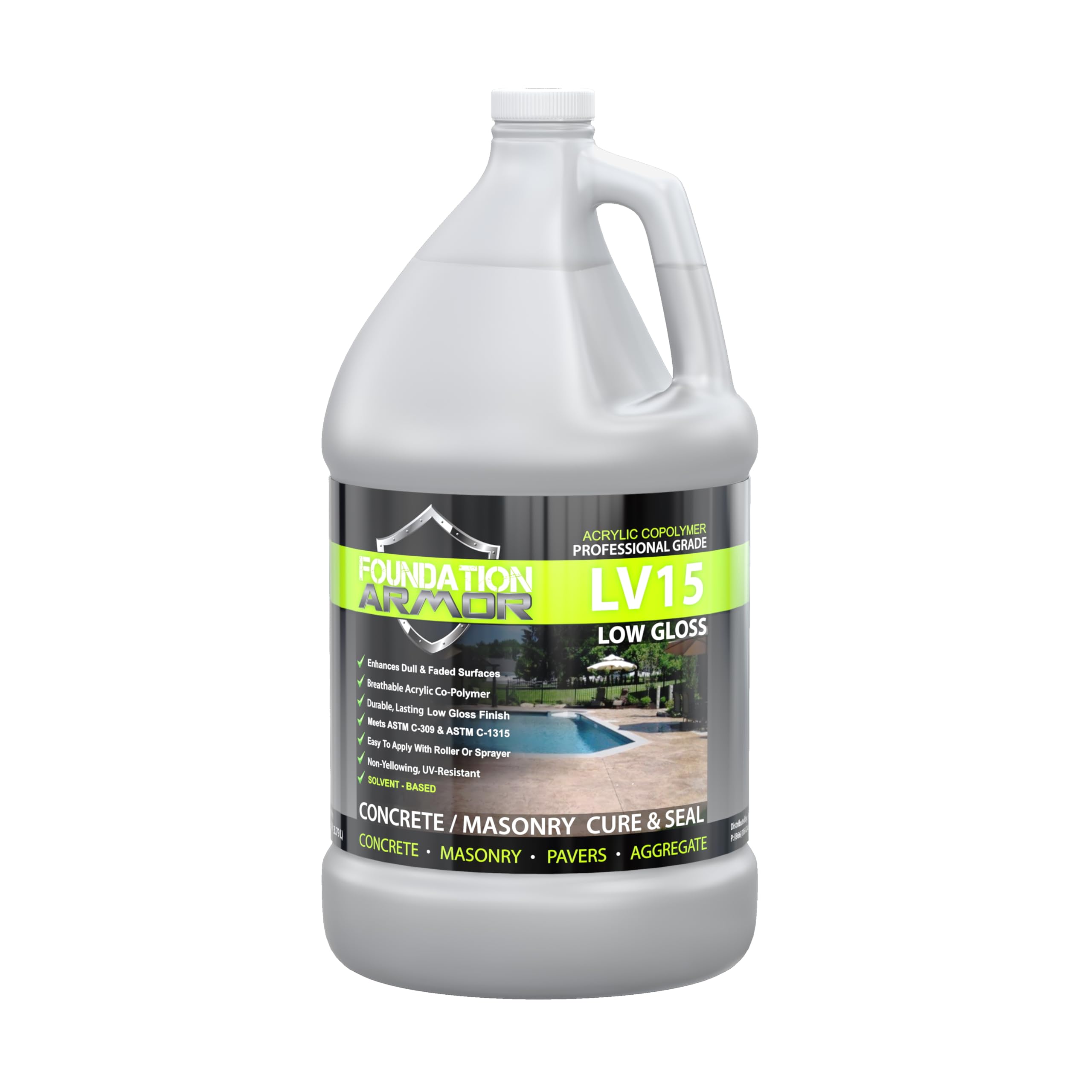 Armor LV15 Low Gloss Solvent Based Acrylic Concrete Curing Sealer (LV15-1 Gallon)