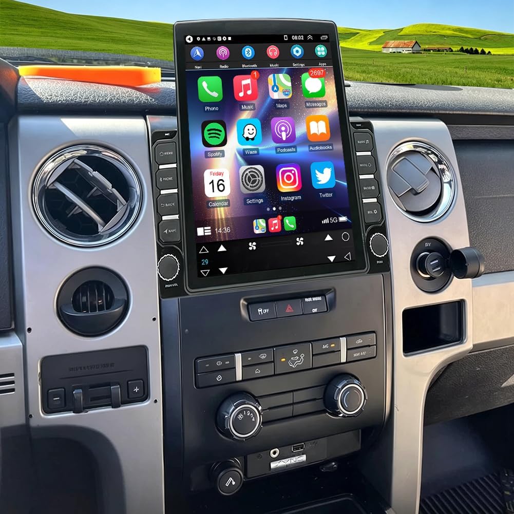 Android 15 Car Stereo for Ford F150 2009-2014 Radio Upgrade 9.7" IPS Touchscreen for Ford with Wireless Carplay Android Auto,Mirror Link BT FM Radio WiFi GPS EQ SWC+ Backup Camera-2+32G