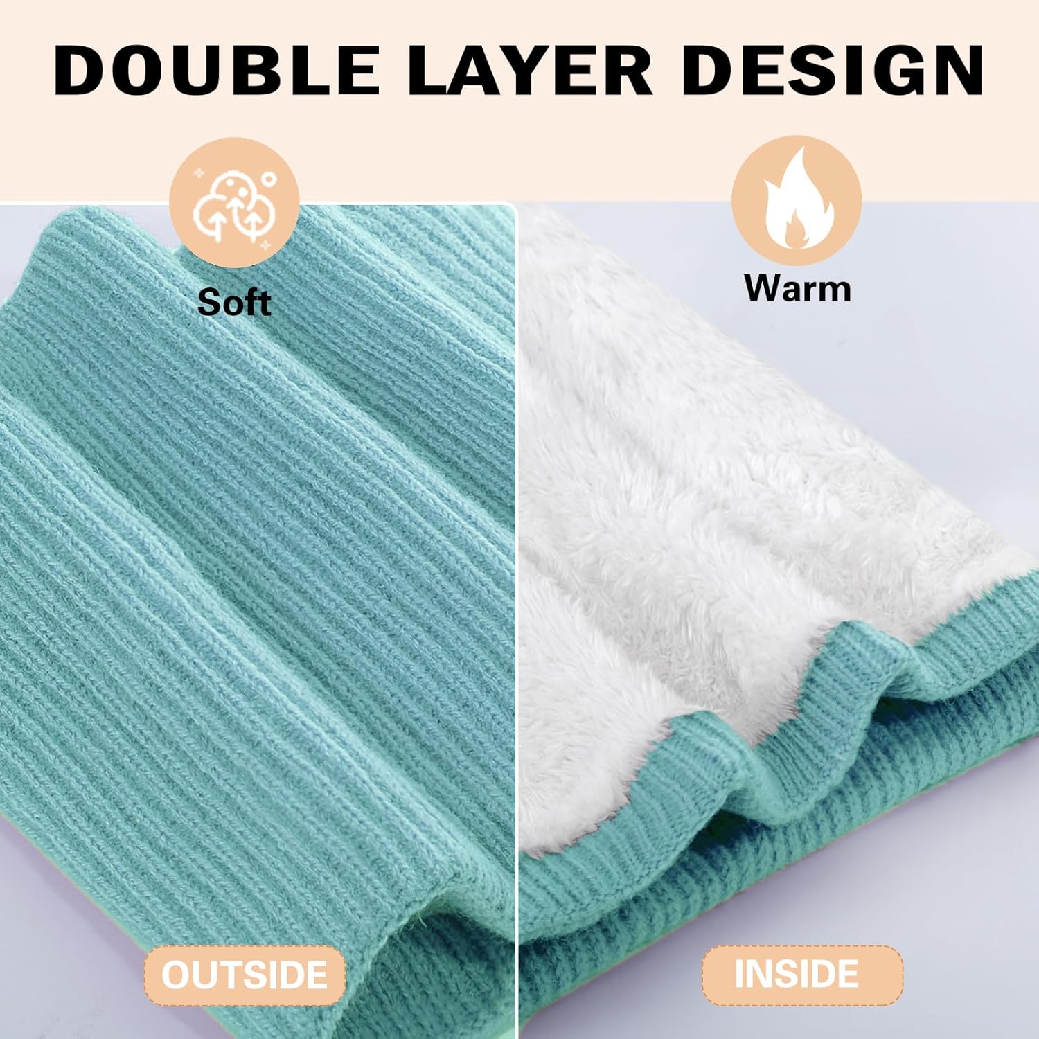 Kids Neck Warmer, 2 Pack, Knitted Winter Neck Gaiter, Fleece Lined Infinity Scarf for Boys Girls - Image 2