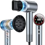 Séchoir à cheveux,160000 RPM Séchoir à sourcils haute vitesse avec 200 Millions de Négatif Ionique, Thermo-Contrôle de Bruit Séchoir Professionnel à Cheveux avec Diffuseur et Buse, Séchoir Portable à Chevaux pour les Voyages à domicile