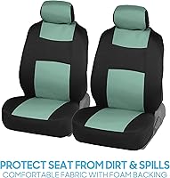 Vista 3 de BDK PolyPro - Juego completo de fundas de asiento de auto en menta sobre negro – Fundas de asiento delantero y trasero divididas para auto
