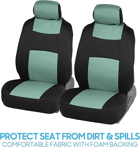 Miniatura 3 de BDK PolyPro - Juego completo de fundas de asiento de automóvil en color menta sobre negro, fundas de asiento delantero y trasero, accesorios para