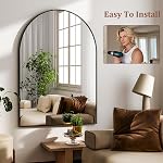 HARRITPURE 20"x30" Arched Mirror - Wall-Mounted Mirror Black Arch Mirror Aluminum Alloy Frame Bathroom Mirror Living Room, Bedroom, Bathroom and Entryway
