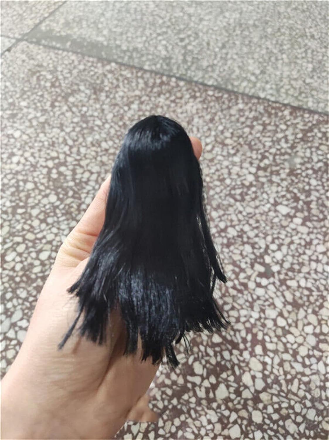 1/6 Scale Female Head Sculpt, Asian Woman Pale Skin Head Carved Black Straight Hair for 12inch Phicen TBLeague Action Figure Body Collection