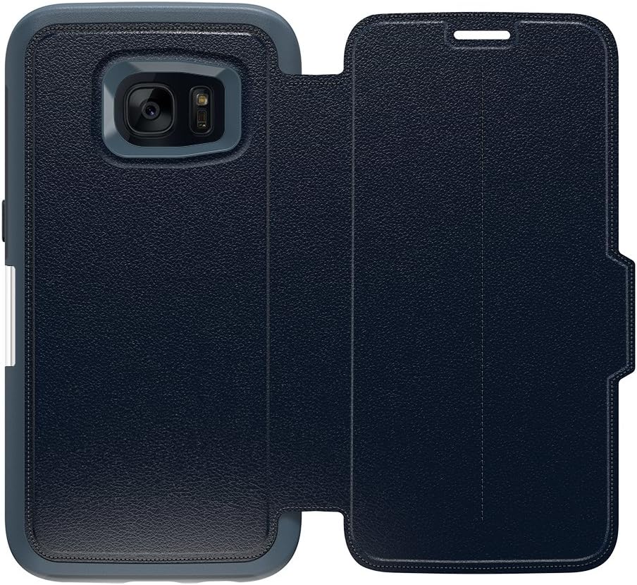 OTTERBOX Strada Series Leather Wallet Case for Samsung Galaxy S7 - Retail Packaging - Tempest Night (Tempest Blue/Navy Blue Leather)