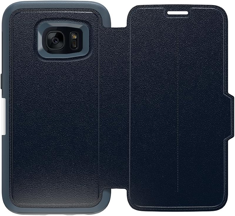 OTTERBOX Strada Series Leather Wallet Case for Samsung Galaxy S7 - Retail Packaging - Tempest Night (Tempest Blue/Navy Blue Leather)