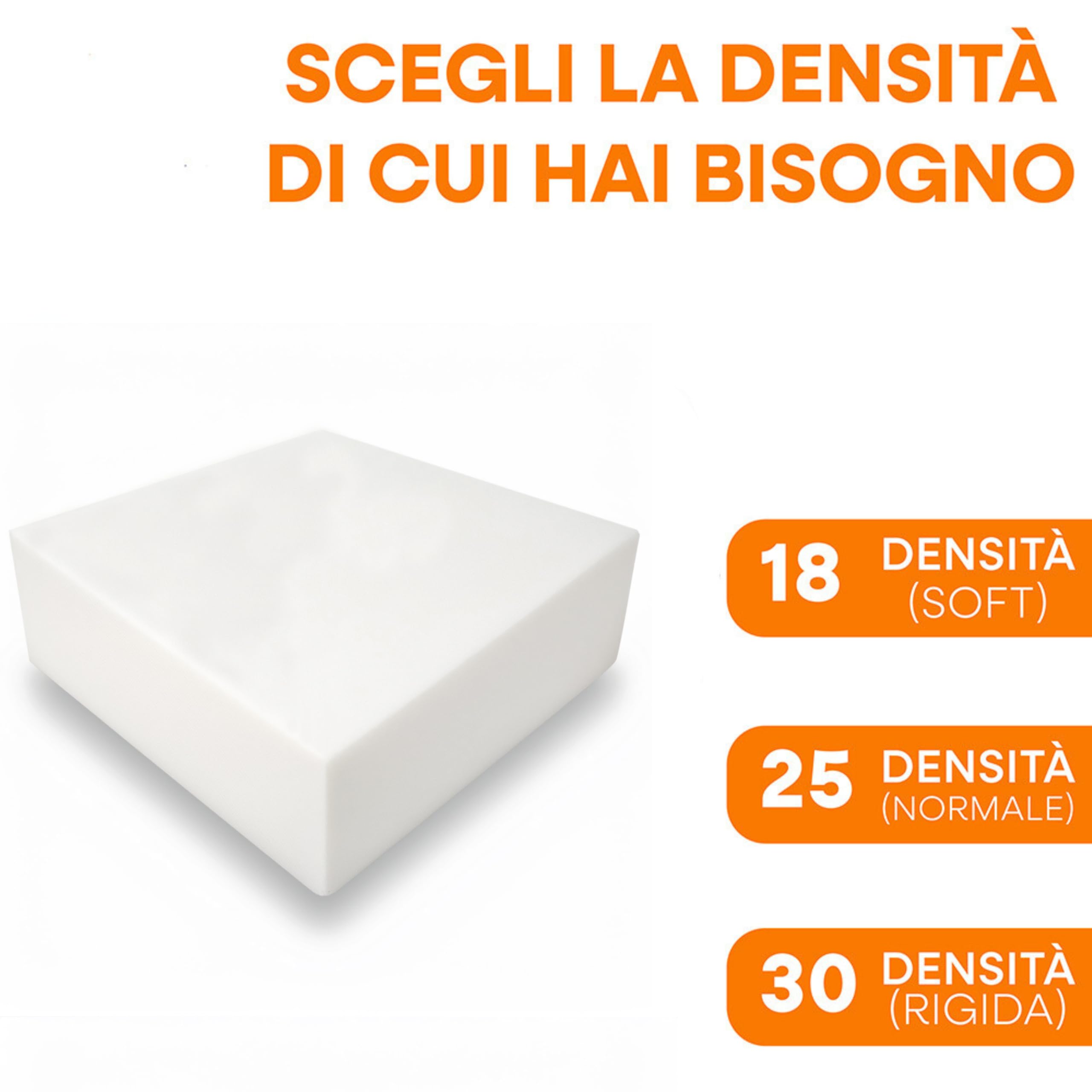 Arredamico Mousse 60 x 60 cm, mousse pour rembourrage épaisseur 10 et 12, éponge pour rembourrage densité 18,25,30, polyuréthane expansé, idéal pour les sièges (25, épaisseur 12)