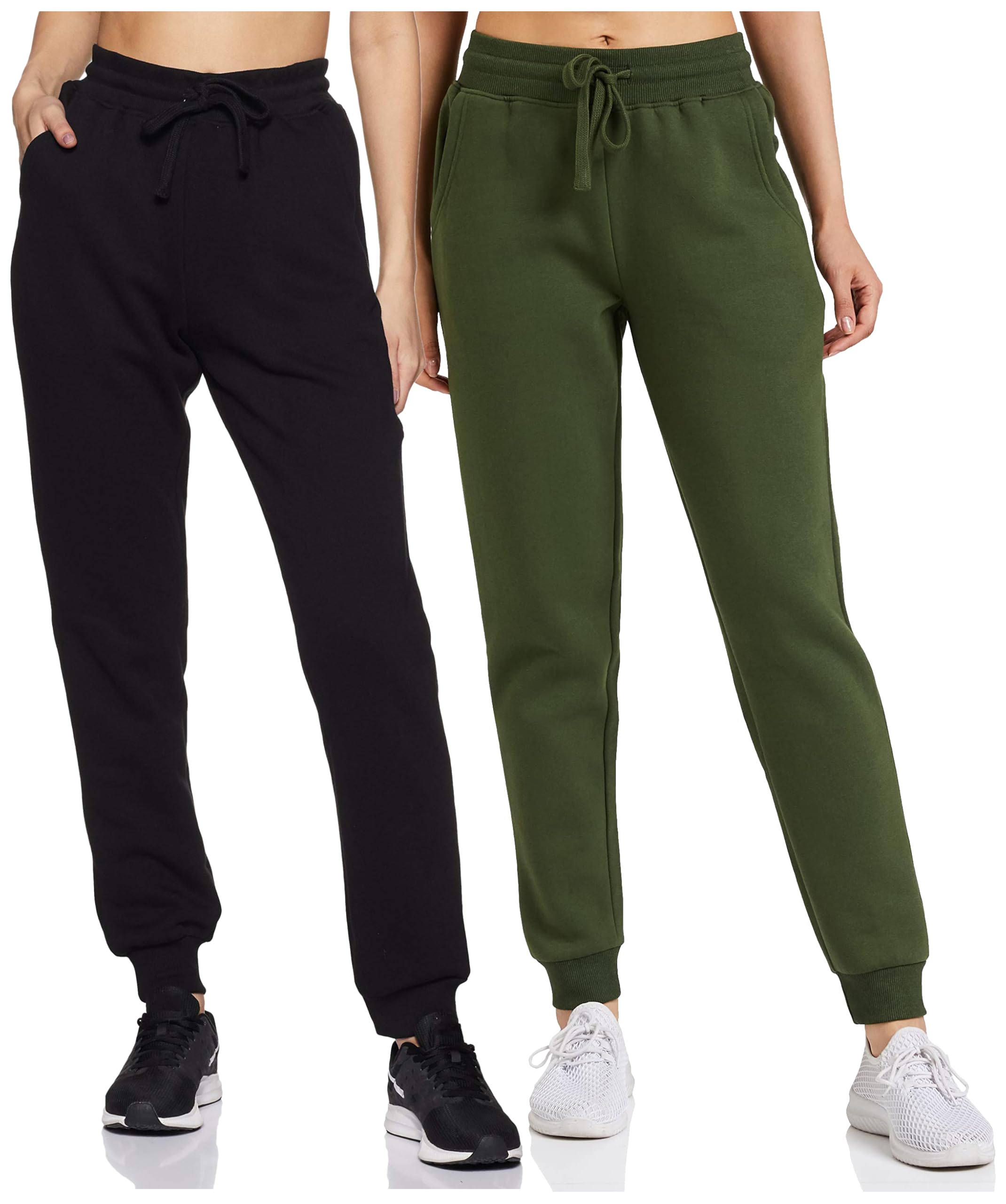 amazon brand - symbol Women's Joggers |Track Pants | Daily Use | Combo Pack of 2 (Black + Olive__4XL)-picture-16