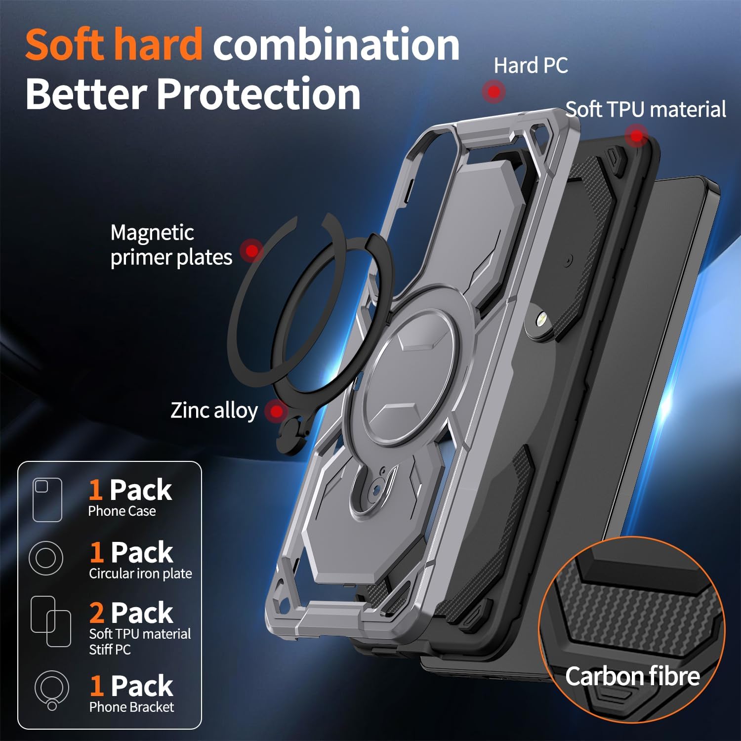 Dionsibei for Samsung Galaxy S25 Edge Case 6.7 inch with Kickstand Military Grade Drop Rugged Heavy Duty Protection Shockproof for Galaxy S25 Edge Phone Case (Silver) - Image 7