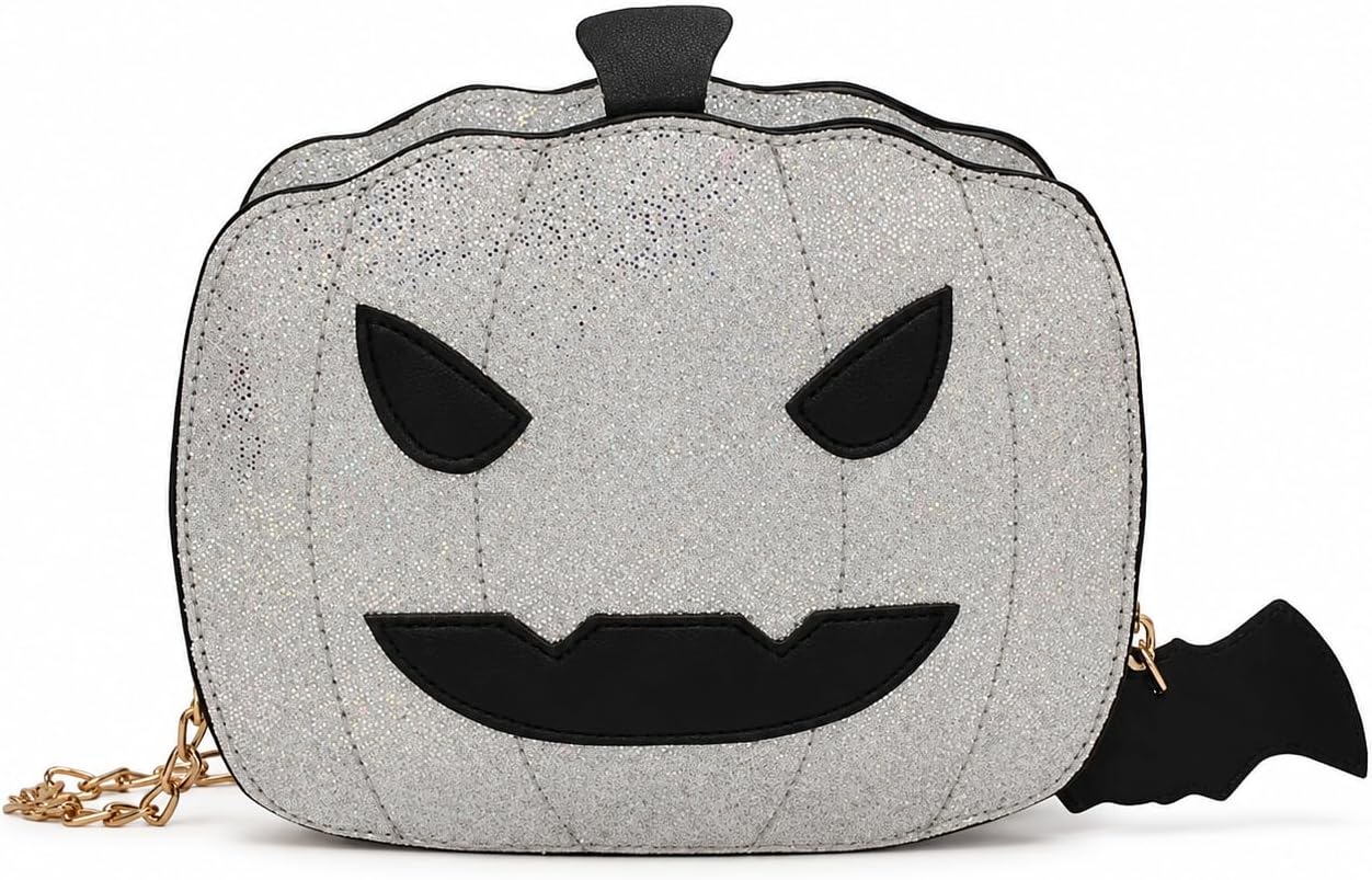 QZUnique Halloween Purses Gothic Novelty Shoulder Bag Pumpkin Coffin Skull Bat Crossbody Bag holiday Party Gift Candy Bag