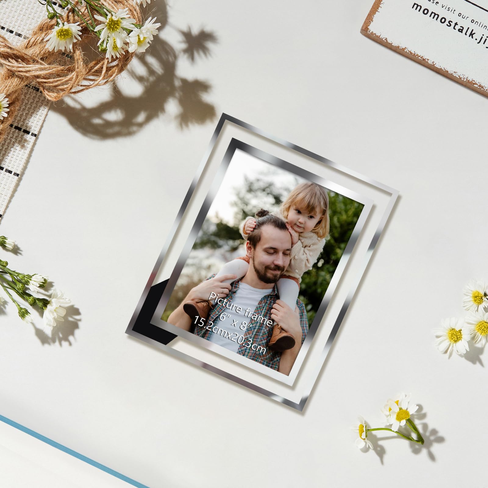 Hoikwo Ramka 15 x 20, ramka szklana ze srebrnymi krawędziami, 4 sztuki