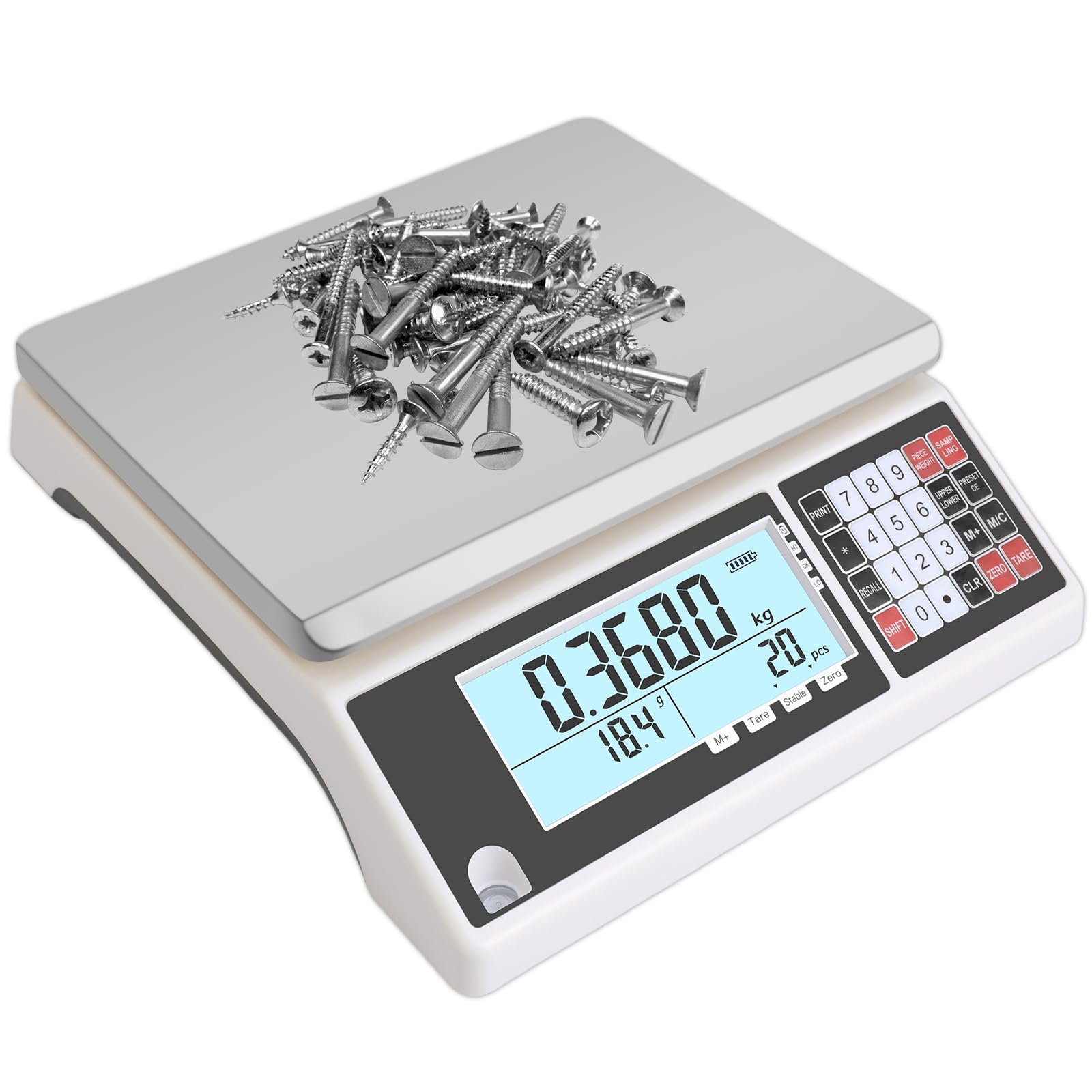 Industrial Counting Scale 30kg/0.5g Precision Electronic Gram Scale for Parts and Coins Piece Counting Scale, Digital Inventory Counting Scale (g/kg/lb)