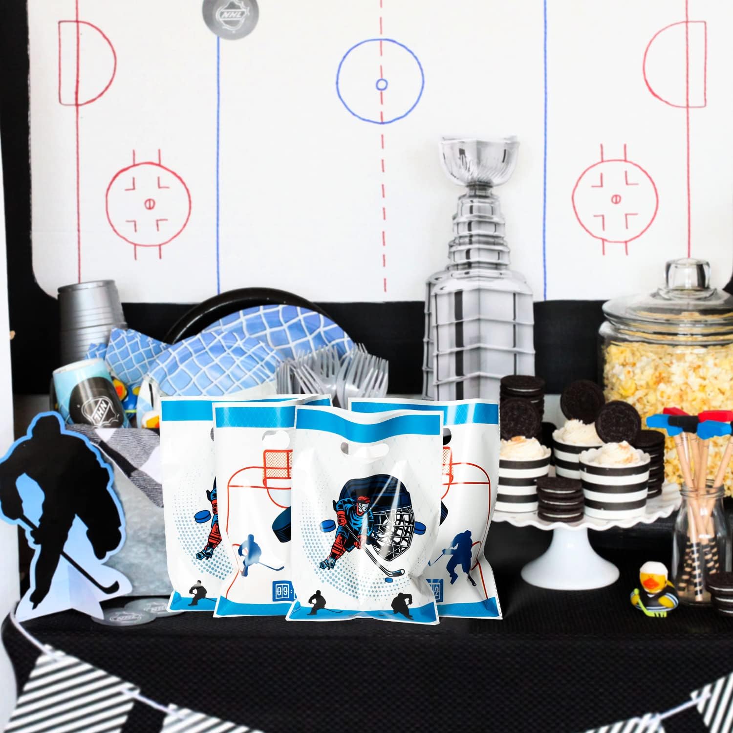 Amazon.com: Outus 5 Pieces Ice Hockey Birthday Banners Party  NHL party theme main image 1