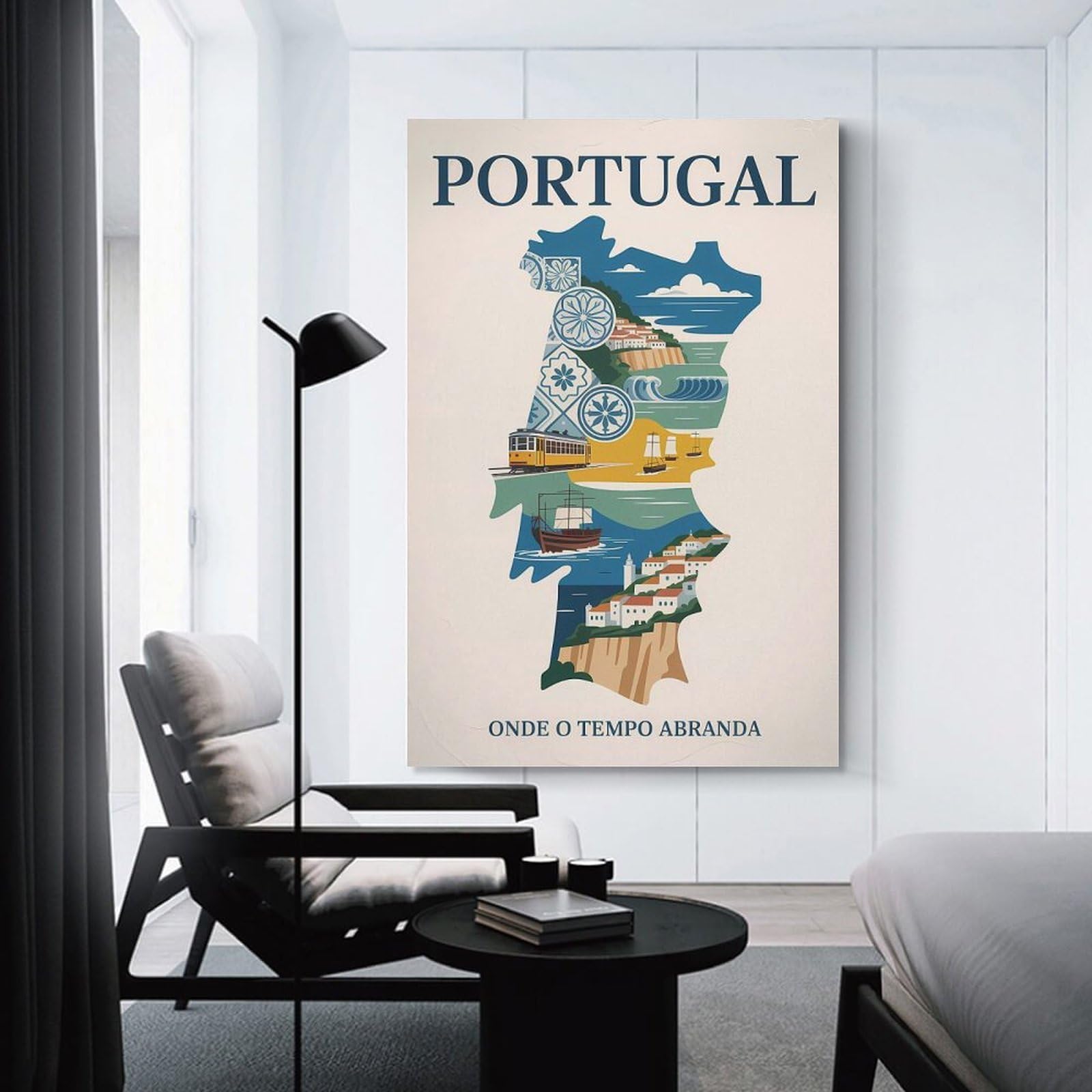 Junmoney Canvas Wall Picture Portugal Travel (3), 24x36inch(60x90cm), for Bedroom Decor, Cosy Corners Or Studios, A Warm Accent for Relaxed Interiors