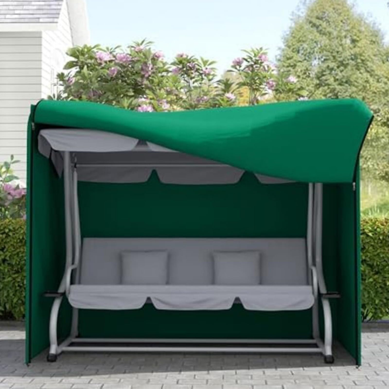 Funda impermeable para columpio de 3 plazas, material protector UV con cierre de cremallera (220 x 145 x 170 cm)
