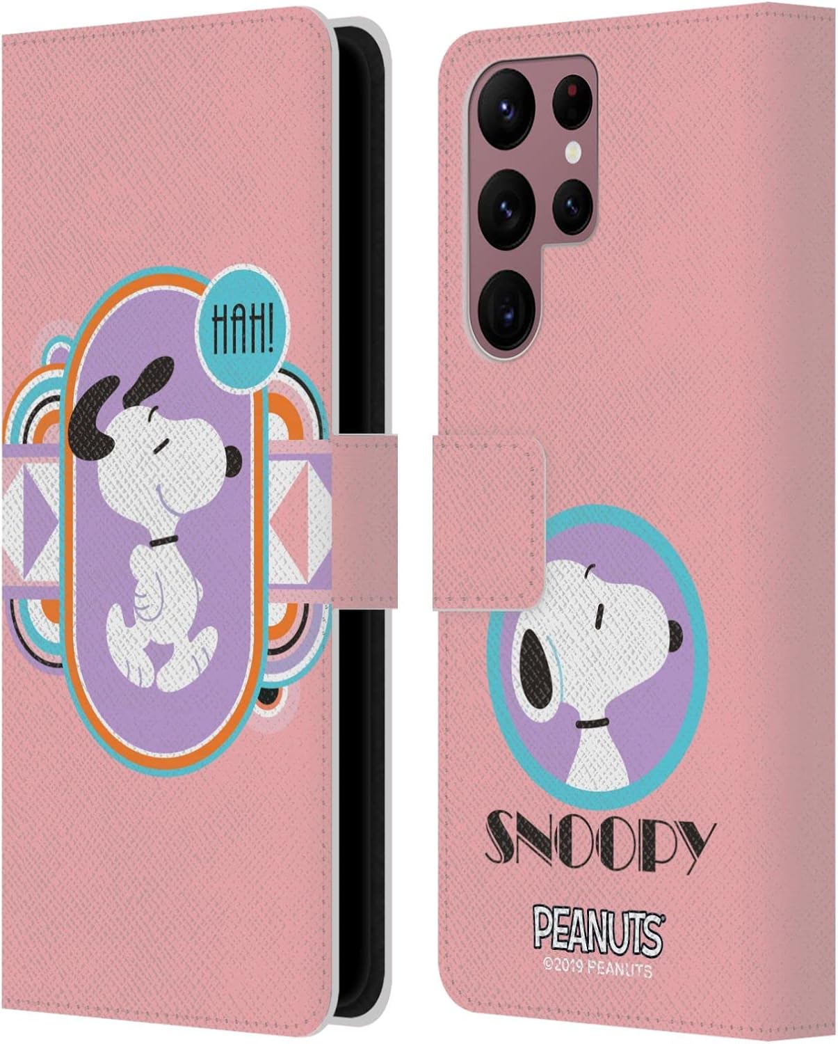 Head Case Designs Officially Licensed Peanuts Pastels Snoopy Deco Dreams Leather Wallet Case Compatible with Samsung Galaxy S22 Ultra 5G