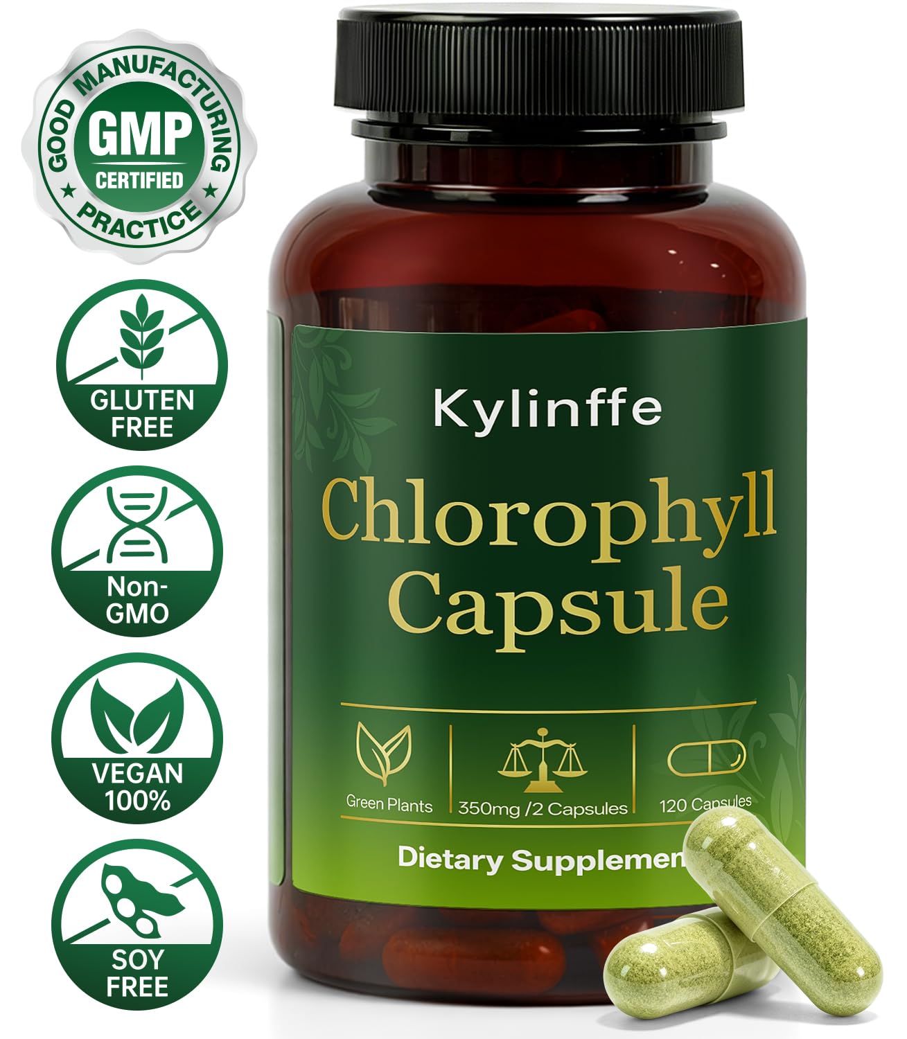 Chlorophyll Capsules Deodorant Women, Body Odor, Digestive Comfort, 120ct — Amazon image 2