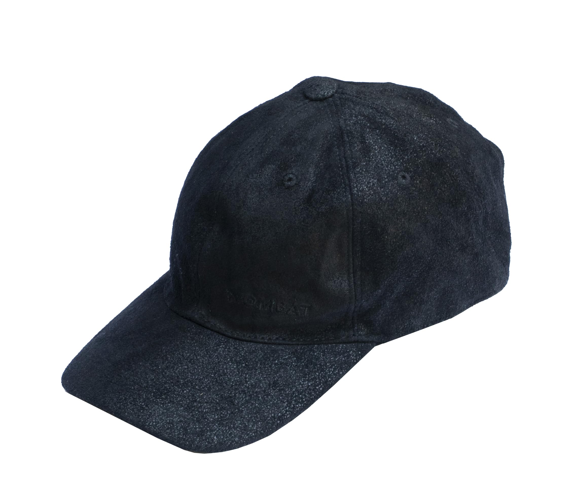 wombat leather Baseball Cap – Black Weathered Genuine Leather Hat for Men & Women, Lightweight Foldable Outdoor Cap, UPF 50+ Sun Protection, Adjustable Strap, Hiking Travel Fishing Hat