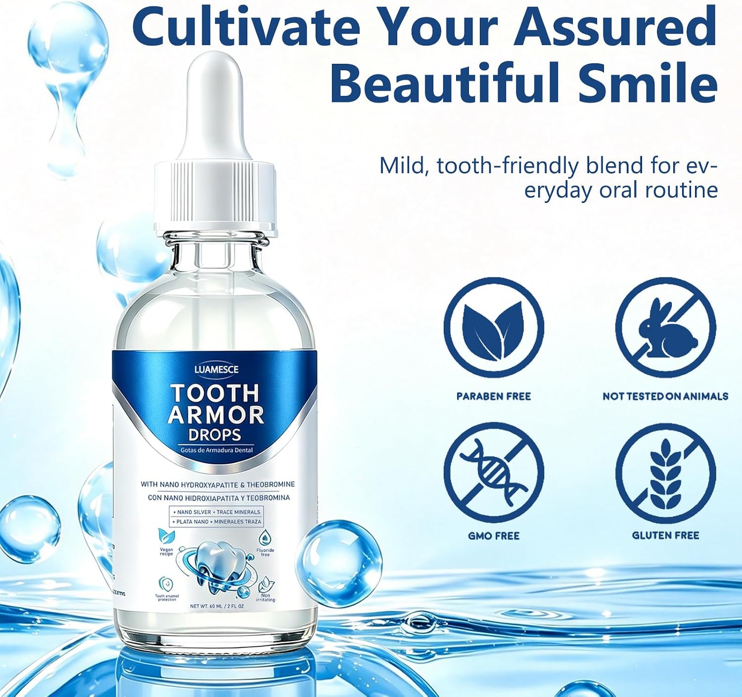 Tooth Amour Drops – Enamel Remineralization & Sensitivity Relief | Nano-Hydroxyapatite for Teeth Strengthening, Gum Care & Daily Oral Defense