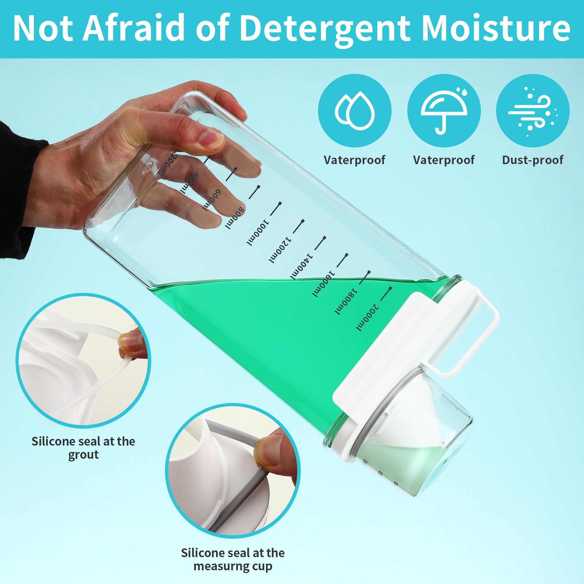 HAOYULUO Dispenser Detersivo Lavatrice,Dosatore Detersivo Lavatrice con Misurino, Contenitore per Detersivo in Polvere, Riutilizzabile, Può Essere Utilizzato per Conservare gli Alimenti (2300ML)