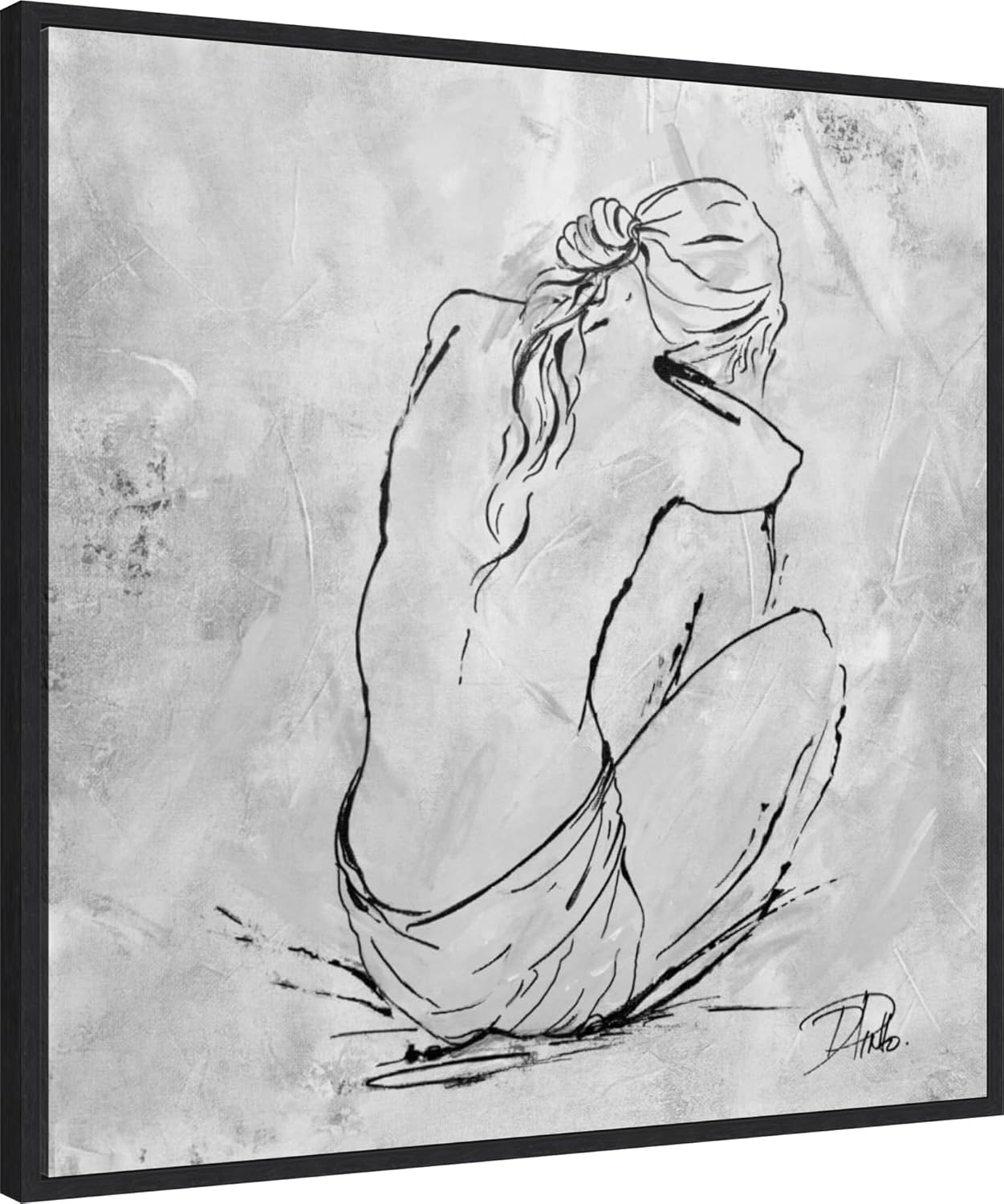 Amanti Art Framed Canvas Wall Art 30x30 Nude Sketch I by Patricia Pinto, Framed Wall Art Canvas, Abstract Artwork, Modern Decor, Large Poster Painting for Living Room, Bedroom, Bathroom, Kitchen,