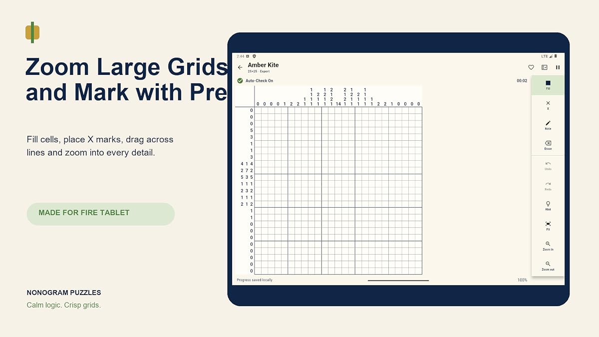 Nonogram Puzzles for Fire Tablet Large Grids, Hints & Offline Progress — view 2