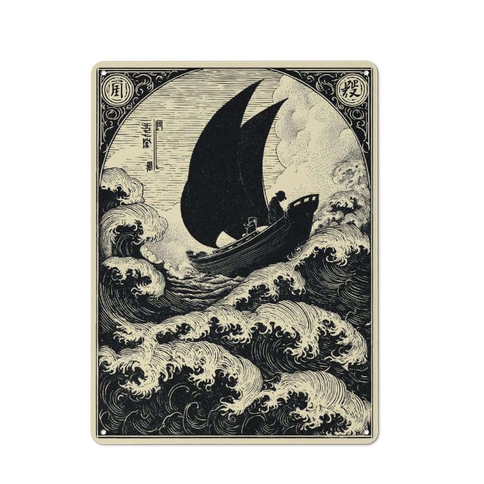 Junmoney Stormy Seas Voyage -1 Retro Metal Wall Sign 40X30cm With For Bar Or Restaurant, A Housewarming Gift For Hospitality Decor Collectors