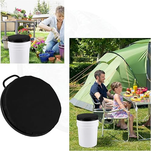 Miniatura 6 de ZAIXIA Asiento de cubo de 5 galones, asiento giratorio de 360 grados, tapa de asiento de cubo con funda impermeable para caza de pato paloma, pesca,