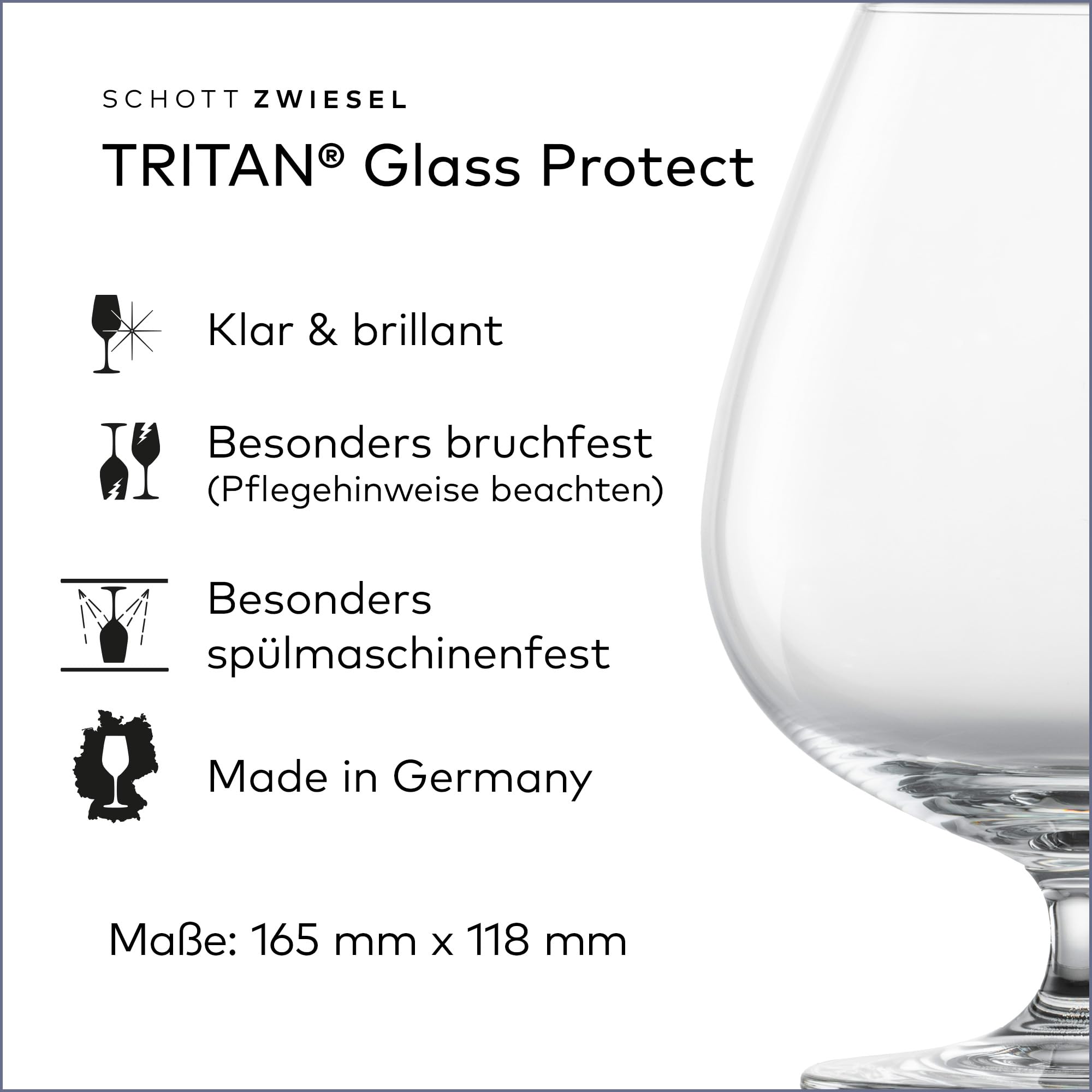 SCHOTT ZWIESEL Cognacglas XXL Bar Special (4er-Set), edle Gläser für Cognac, spülmaschinenfestes Tritan-Kristallglas, Made in Germany (Art.-Nr. 123633), Klar, Kristall