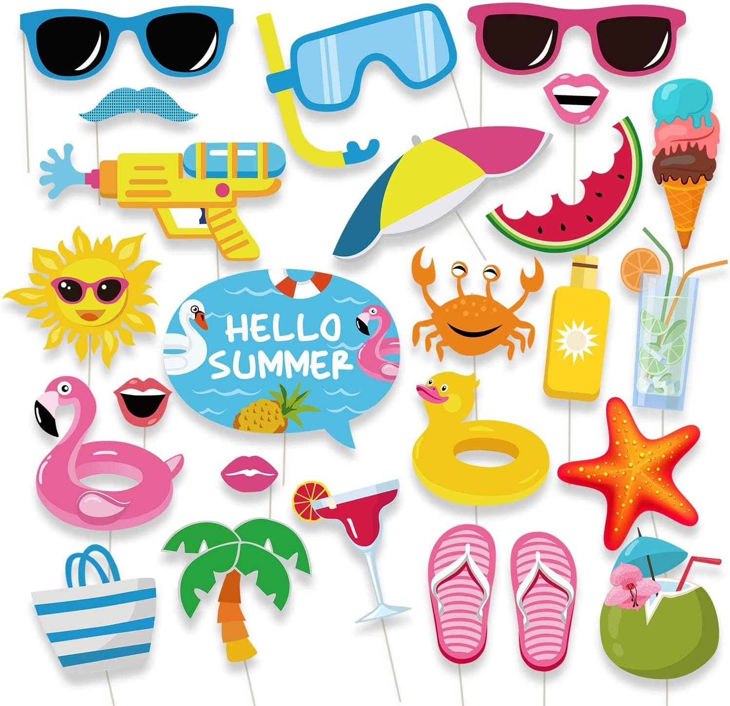 Summer Photo Props - 25Pcs Pool Party Photo Props/Summer Theme Decoration by Indian Collectible